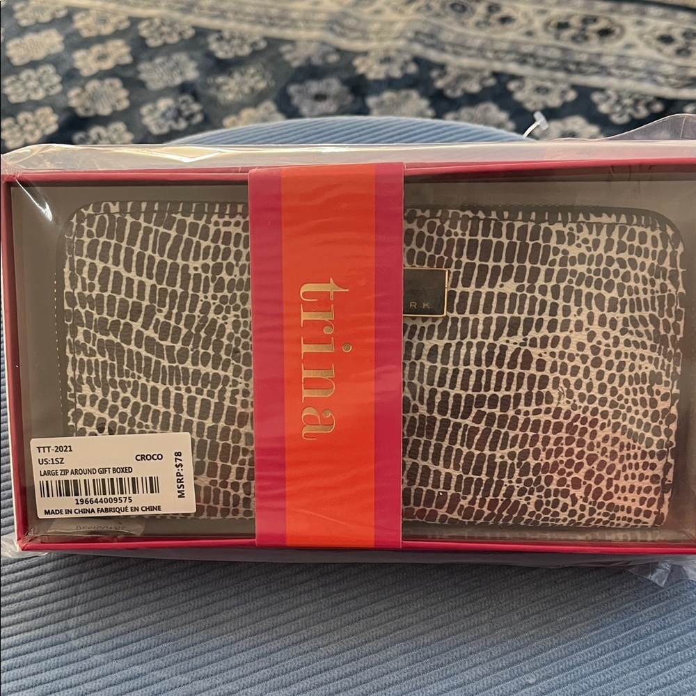 Trina Turk Black and White Croco Wallet